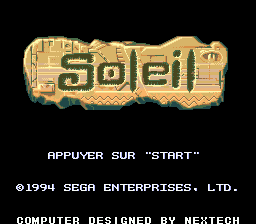 Soleil title screen for Sega Mega Drive